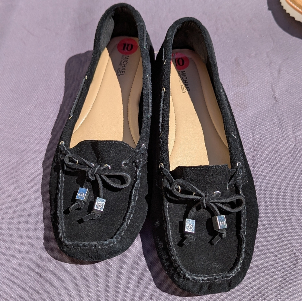 Michael Kors Women's Black Suede Sutton Moccasins Size 10